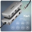 AXAGON HMC-CUB83X2 USB-C Hub, 7-in-1 Docking Station, Dual 4K, 10Gbps - Grey image number null