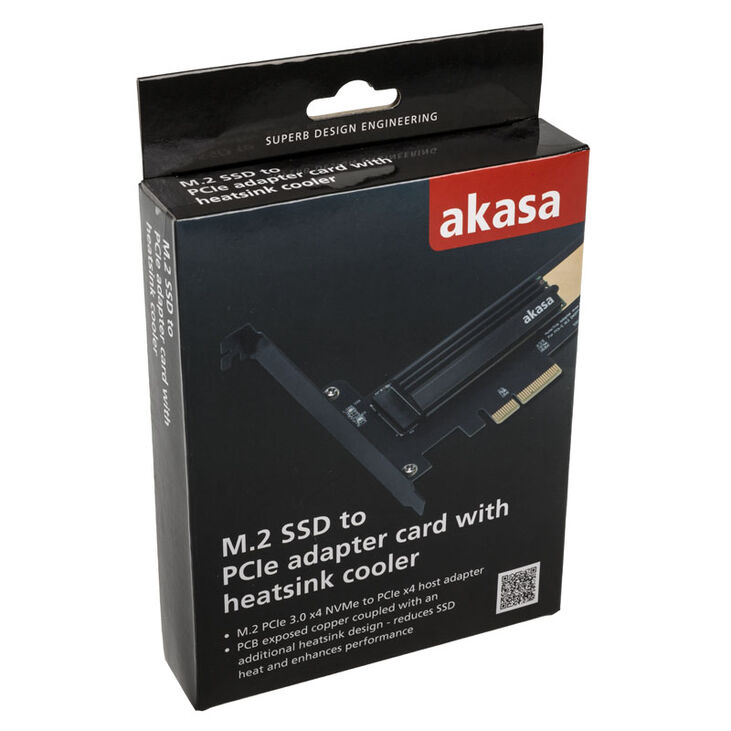 Akasa M.2 X4 PCI-E 3.0 Adapter Card - black PCB image number 4