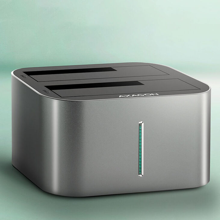 AXAGON ADSA-DC USB3.2 Gen1 - 2x SATA 6G CLONE DUAL HDD Dock Station ASMedia image number 2
