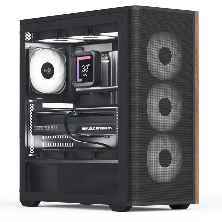 Aerocool D501A PC Case, Mid Tower, ATX, Tempered Glass - Black image number 0