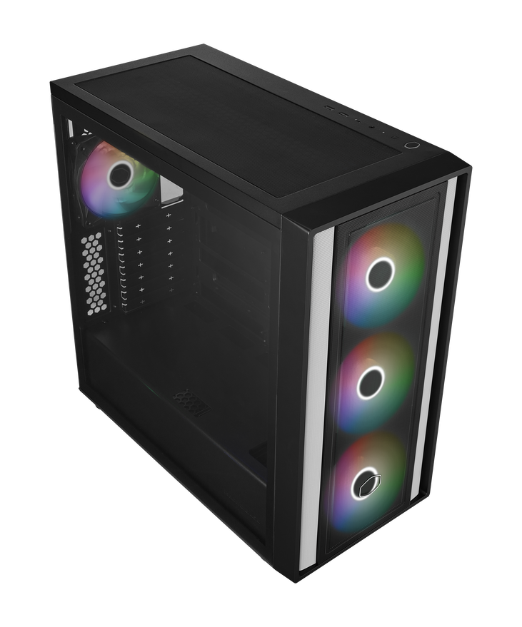 Cooler Master MasterBox 600 ARGB PC-Gehäuse, Midi-Tower, E-ATX, RGB, Tempered Glass - schwarz image number 2