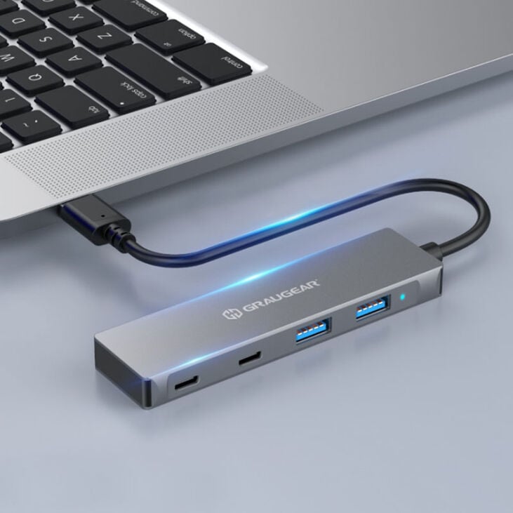 Graugear USB Hub, 4 Ports, 2x USB-A, 2x USB-C, inkl. USB-C Adapter image number 1