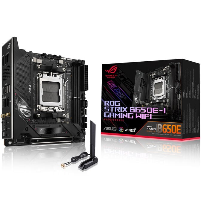 ASUS ROG Strix B650E-I Gaming WiFi Mainboard, Sockel AM5, AMD B650, MIni-ITX, DDR5 image number 0