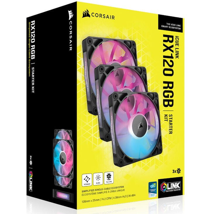 Corsair iCUE LINK RX120 RGB Series, PWM Lüfter 3er Pack - 120 mm, schwarz image number 11