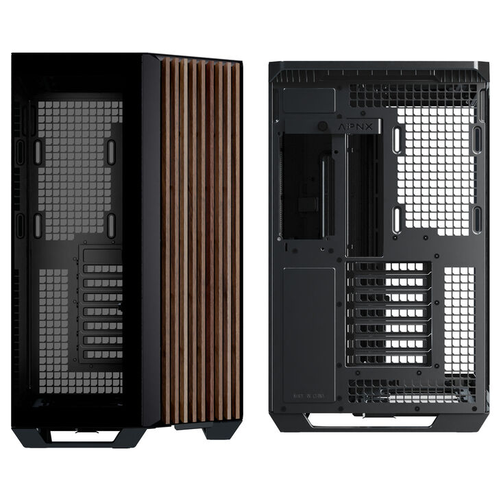 APNX V1 PC-Gehäuse, Midi-Tower, ATX, Tempered Glass - Holz, schwarz image number 3