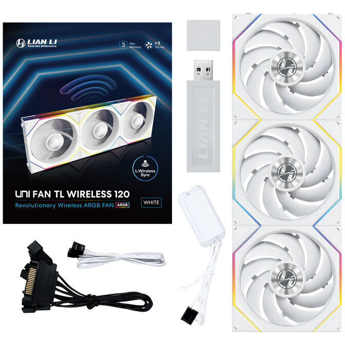 Lian Li UNI FAN TL Wireless L&uuml;fter, ARGB, PWM, 3er-Pack - 120 mm, wei&szlig; image number 11