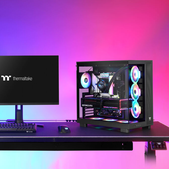 Thermaltake View 380 XL TG ARGB PC Case, Mid-Tower, ATX, ARGB, Tempered Glass - Black image number 2