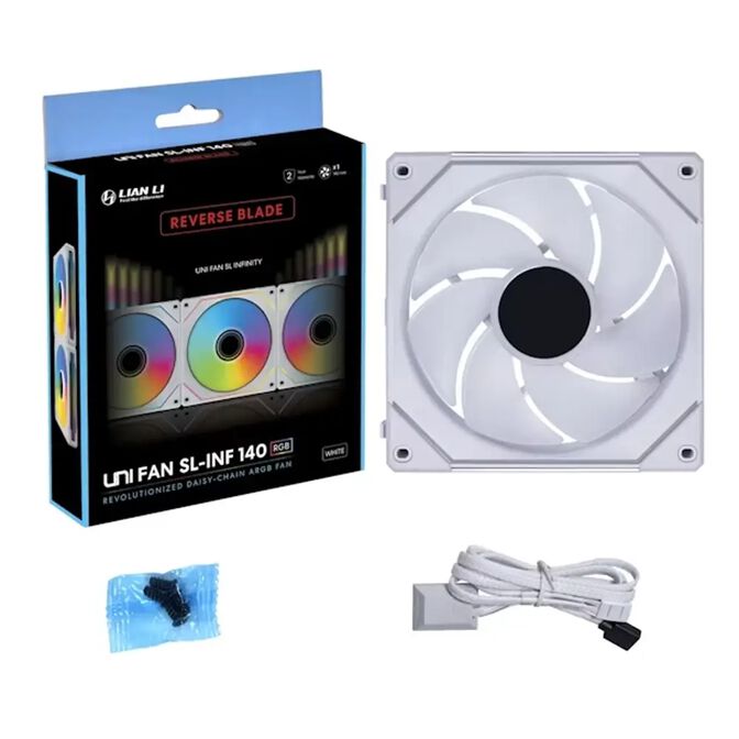 Lian Li UNI FAN SL-INF Wireless L&uuml;fter, ARGB, PWM - Reverse Blade, 140mm, wei&szlig; image number 6