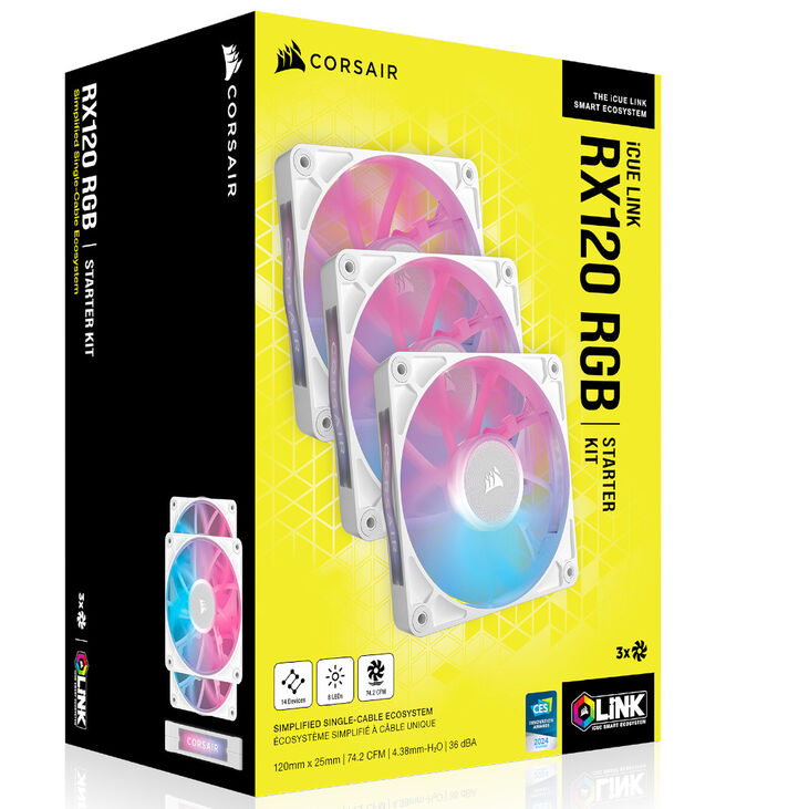 Corsair iCUE LINK RX120 RGB Series, PWM Fan 3-Pack - 120mm, white image number 11