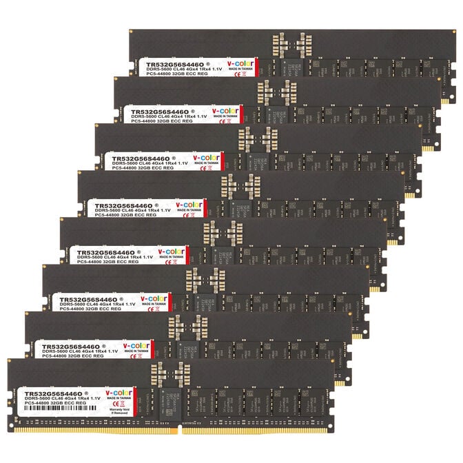 V-Color R-DIMM DDR5-5600 RAM, CL46, JEDEC - 256 GB Octa-Kit, black image number 0