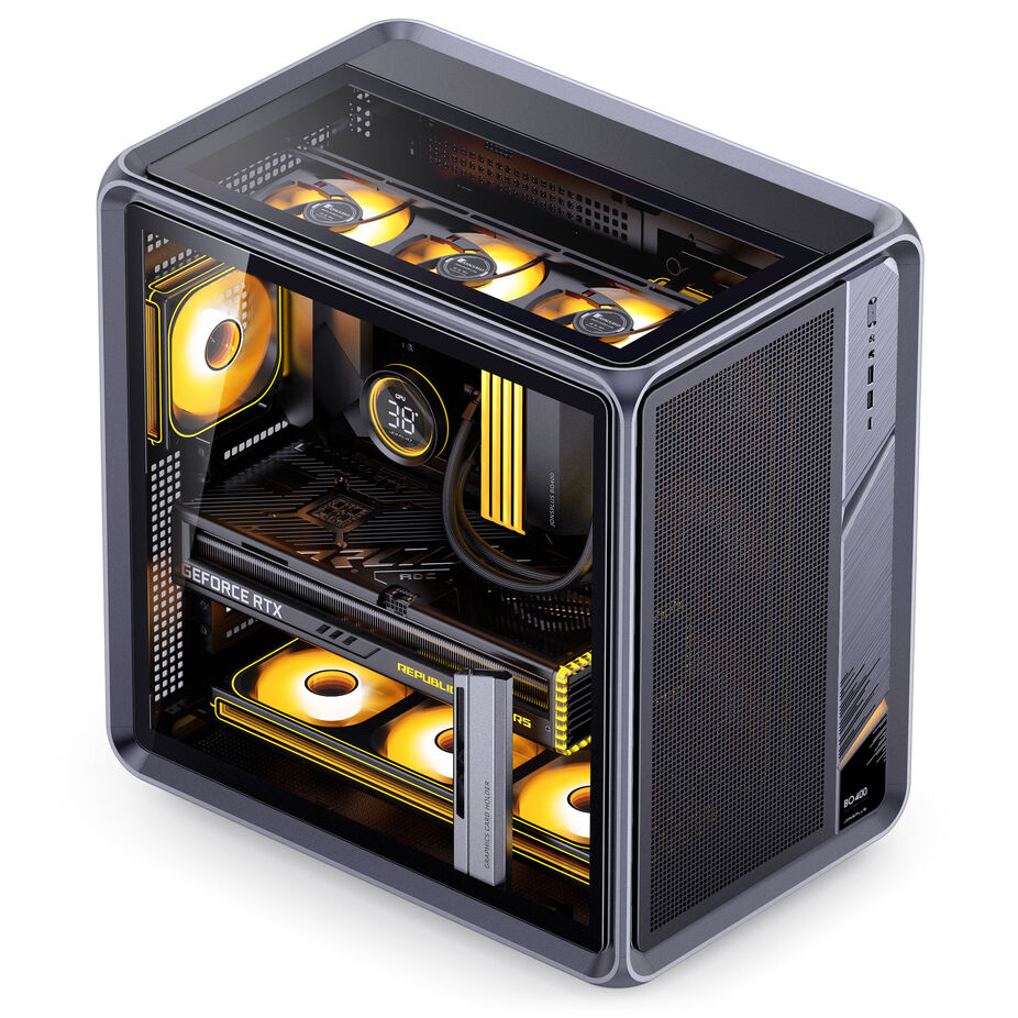 Jonsplus BO400 PC Case Mid Tower ATX Tempered Glass gunmetal grey