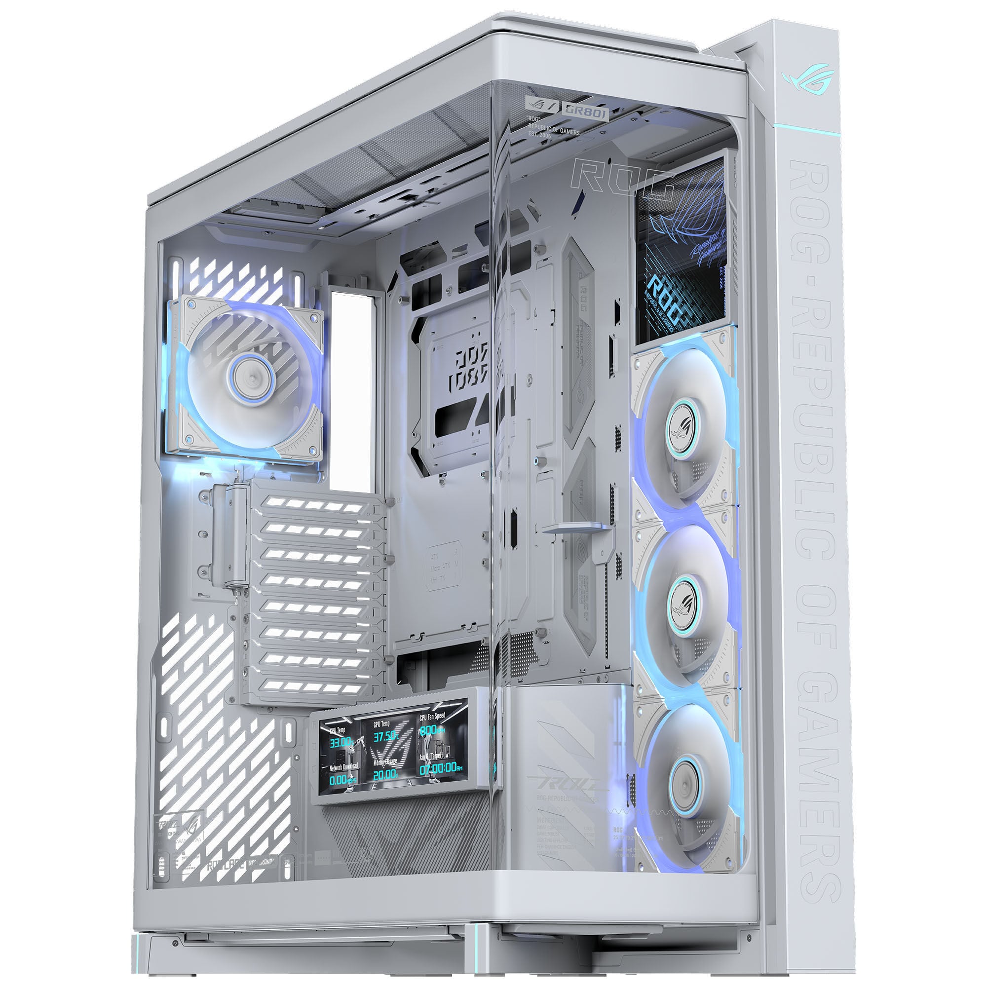 ASUS ROG Cronox GR801 PC-Geh&auml;use, Big-Tower, E-ATX, ARGB, Tempered Glass - wei&szlig;