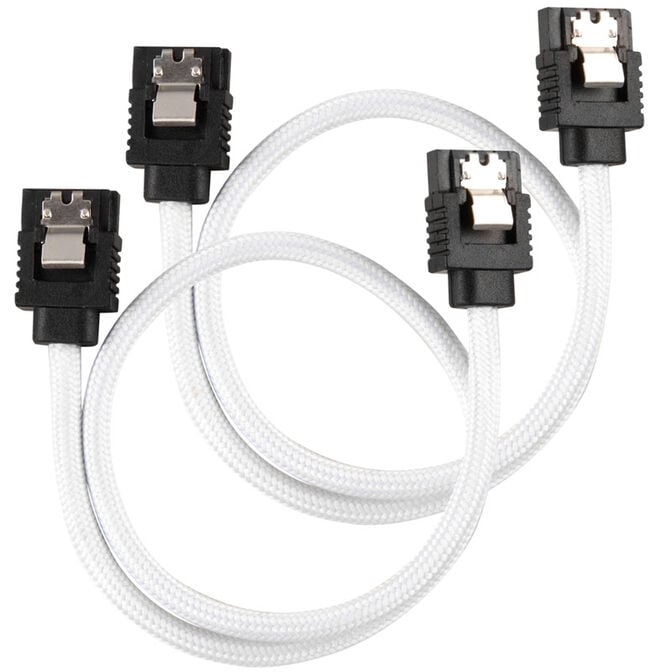 Corsair Premium Sleeved SATA Cable, white 30cm - 2 pack image number 0