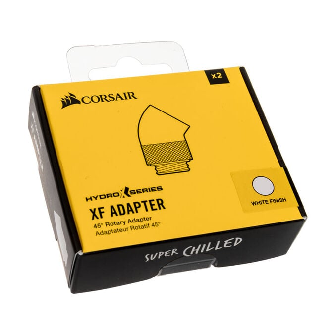 Corsair Hydro X Series Adapter 45 Grad G1/4 Zoll AG auf G1/4 Zoll IG - 2er Pack, drehbar, wei&szlig; image number 2