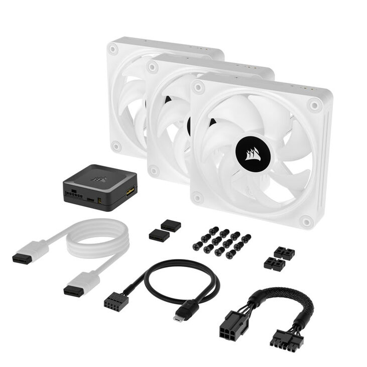 Corsair iCUE LINK QX120 RGB Series, PWM fan, 3-pack including RGB controller - 120mm, white, Starter image number 9