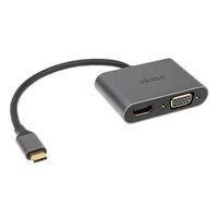 Akasa USB Typ C 2-In-1 Display-Adapter - silber