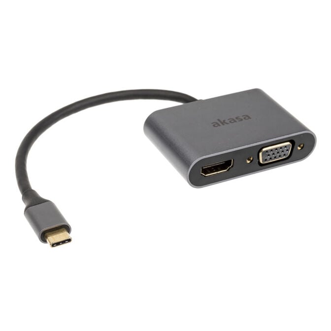 Akasa USB Typ C 2-In-1 Display-Adapter - silber image number 0