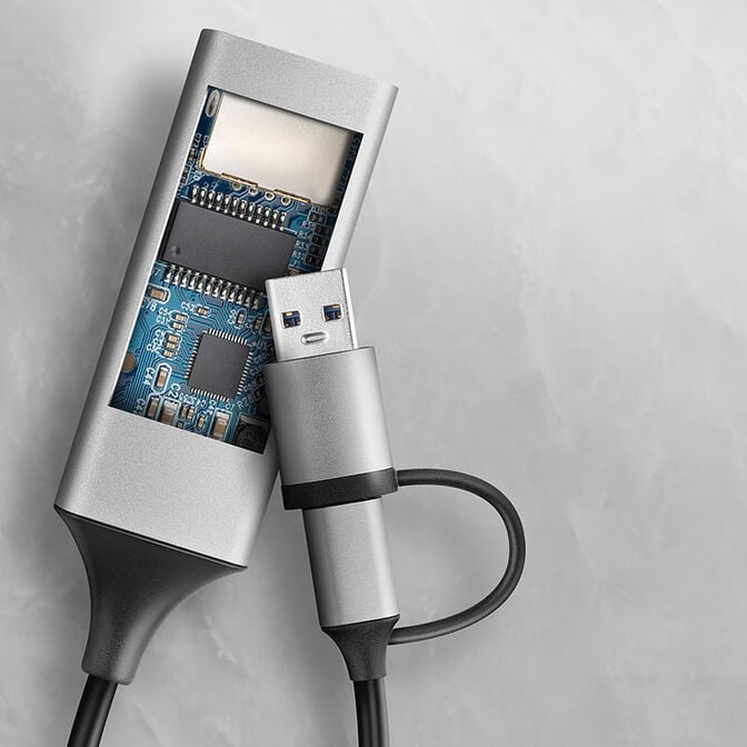 AXAGON ADE-TXCA Gigabit Ethernet  Adapter, USB-C + USB-A - titangrau image number 4