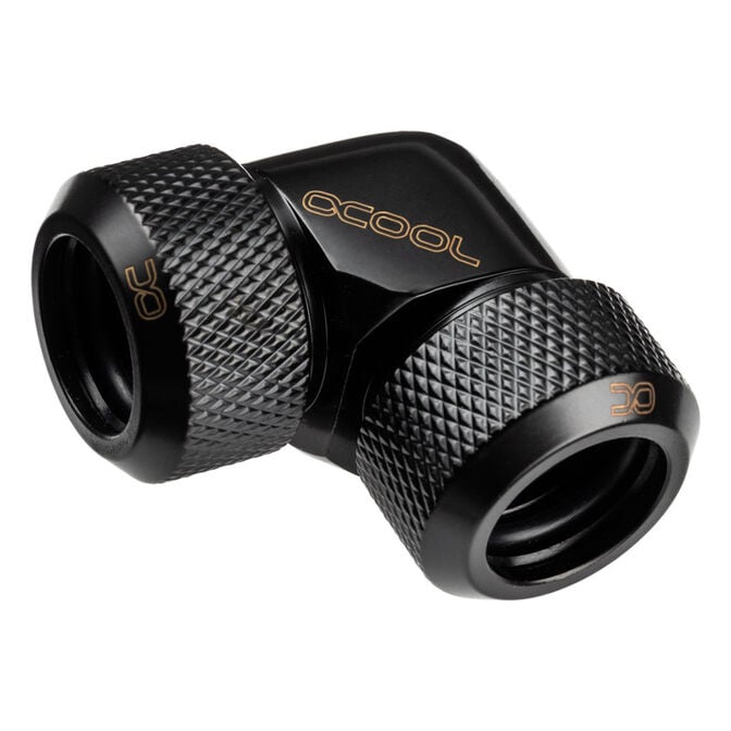 Alphacool Eiszapfen 13mm hard tube screw fitting 90 degree L-connector acrylic-brass tubes - black image number 0
