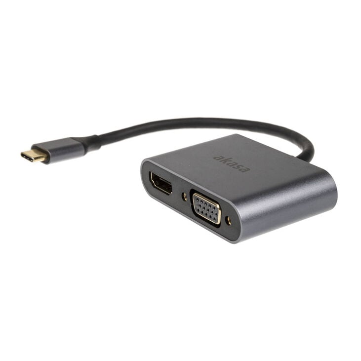 Akasa USB Typ C 2-In-1 Display-Adapter - silber image number 1