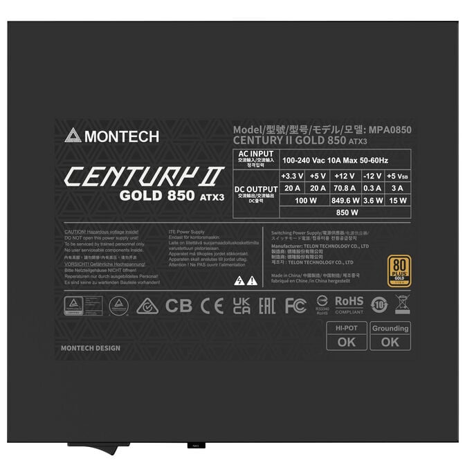 Montech Century II 80 PLUS Gold Netzteil, vollmodular, ATX 3.1, PCIe 5.1 - 850 Watt image number 5