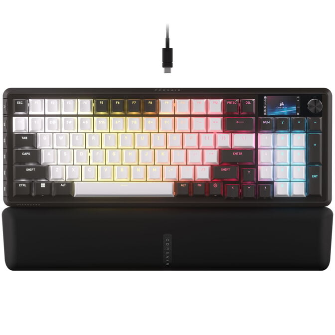 Corsair VANGUARD 96 Gaming-Tastatur, mechanisch, RGB, 8.000 Hz - MLX Plasma Switches, ISO (DE), schwarz/wei&szlig; image number 1
