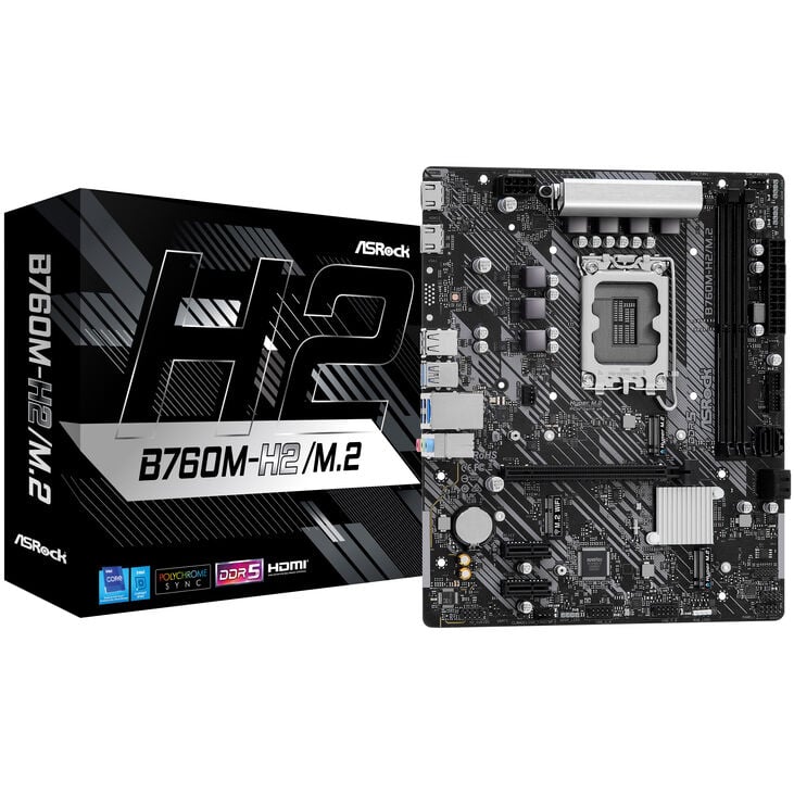 ASRock B760M-H2/M.2 Mainboard, Sockel 1700, Intel B760, mATX, DDR5 image number 0