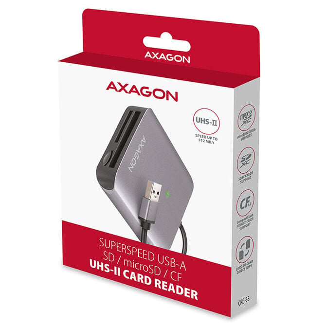 AXAGON CRE-S3 Externer Kartenleser USB-A 3.2 Gen 1, 3-Slot, SD/microSD/CF, UHS-II image number 4