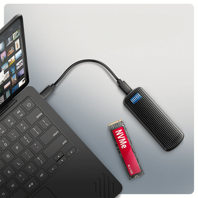 AXAGON EEM2-SC SSD Enclosure, M.2 NVMe, USB-C 10Gbit/s, Aluminium - Black image number 3