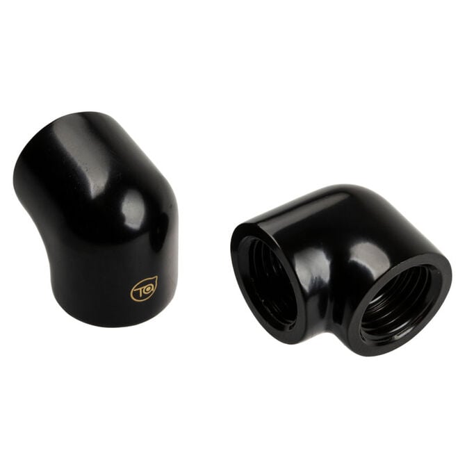 Bitspower Touchaqua Adapter 90 Degree G1/4 inch Female to G1/4 inch Female - 2 Pack, black image number 0