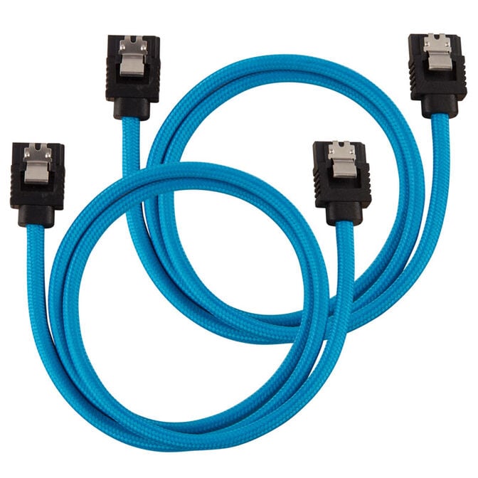 Corsair Premium Sleeved SATA Cable, blue 60cm - pack of 2 image number 0