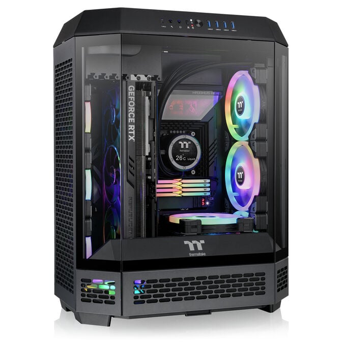Thermaltake The Tower 600 PC Case, Mid Tower, ATX, Tempered Glass &ndash; includes 2x 140mm Fans, Black image number 3