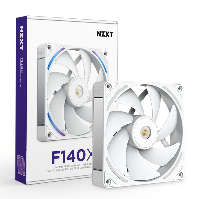 NZXT F140X RGB Case Fan, LCP Rotor, Hybrid Bearing, aRGB - White, 140mm image number 8