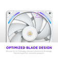 NZXT F140X RGB Case Fan, LCP Rotor, Hybrid Bearing, aRGB - White, 140mm image number null