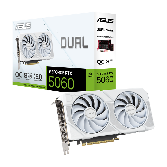ASUS Dual GeForce RTX 5060 White OC Edition, 8192 MB GDDR7 image number 0
