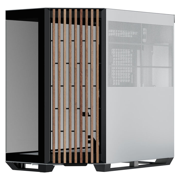 APNX V1 PC Case, Mid Tower, ATX, Tempered Glass – Wood, Black/White image number 5