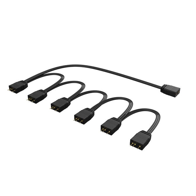 Akasa aRGB splitter cable, 1-to-6, 3-pin - black image number 0