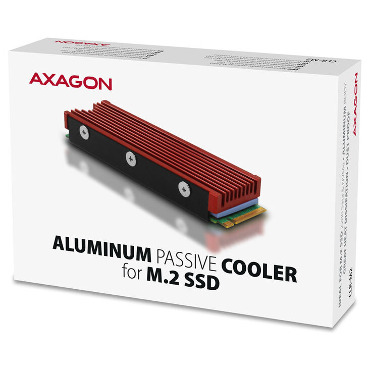 AXAGON CLR-M2 passive M.2 SSD heatsink - 2280, aluminium, red image number 8