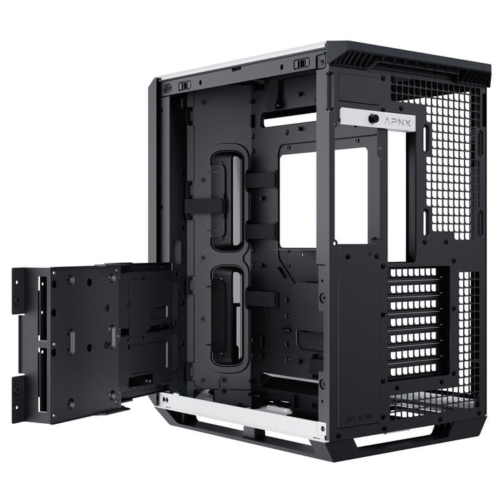 APNX V1 PC Case, Mid Tower, ATX, Tempered Glass – Wood, Black/White image number 9