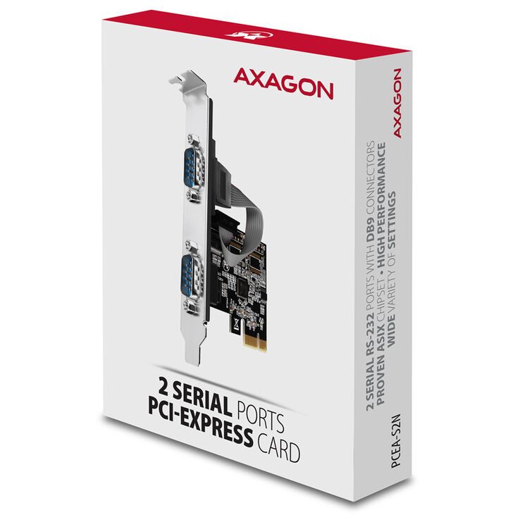 AXAGON PCEA-S2N PCIe adapter with 2x serial ports - ASIX AX99100 chipset image number 3
