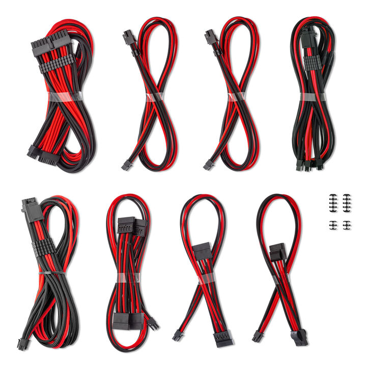 CableMod C-Series Pro ModMesh Sleeved 12V-2x6 12VHPWR Dual StealthSense Cable Kit for Corsair RMi, RMx (Black Label) - black/red image number 1