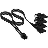 Corsair Kabel, Type 4, SATA Power Connector, 405mm, 520mm, 635mm, 750mm, einzeln ummantelt - schwarz