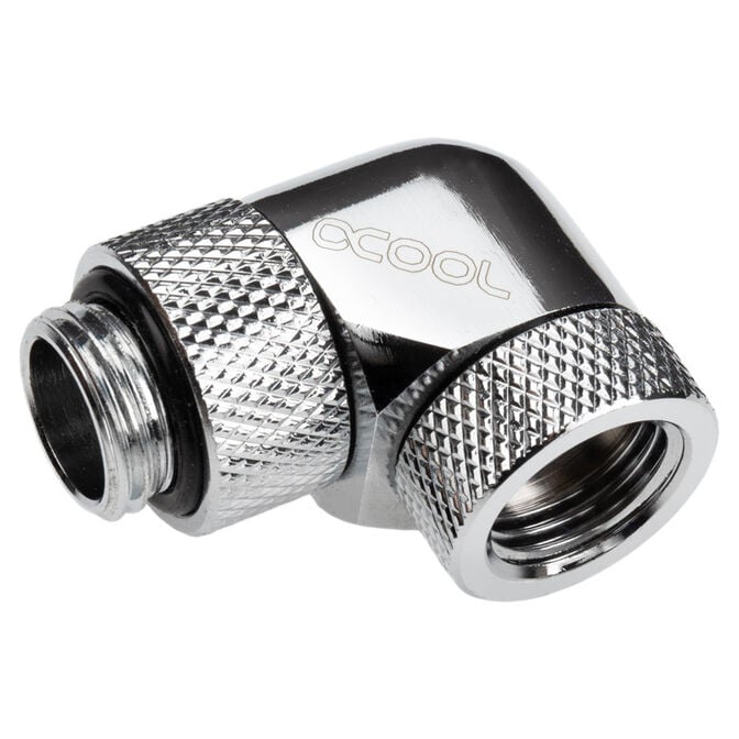 Alphacool Eiszapfen Angle Adapter 90 Degrees Rotatable G1/4 Female to G1/4 Female - chrome image number 0