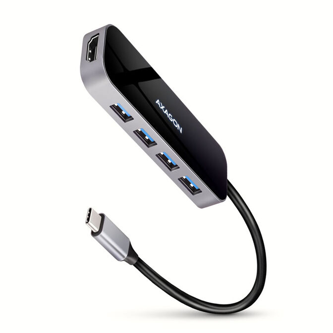 AXAGON HMC-6H4A USB-Hub, 4x USB-A + HDMI, USB-C 3.2 Gen 1, PD 100W - 20 cm USB-C-Kabel image number 0