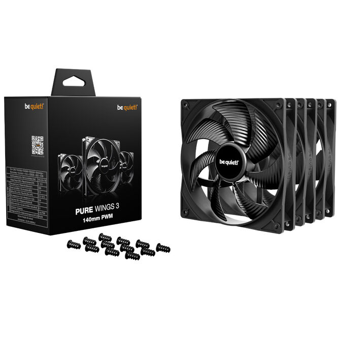 be quiet! Pure Wings 3 Fans, PWM - black, 140mm, pack of 3 image number 0
