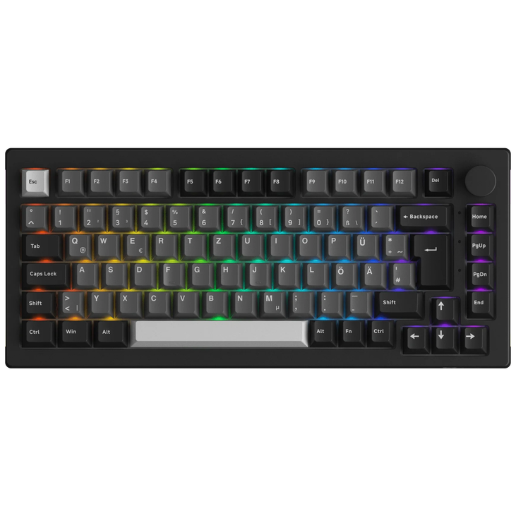 AKKO 5075B Gaming Keyboard, RGB - Lavender Purple Pro Switches, ISO DE/UK/Nordic, black & silver image number 0