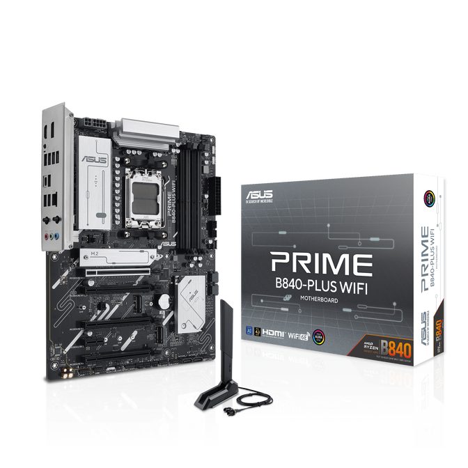 ASUS PRIME B840-Plus WiFi motherboard, Socket AM5, AMD B840, ATX, DDR5 image number 0