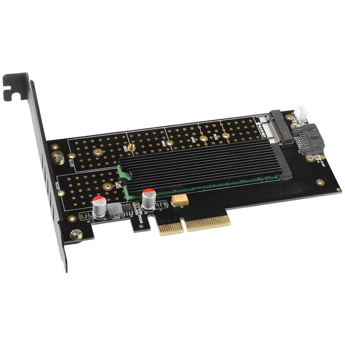 AXAGON PCEM2-DC PCIe-3.0-x4-Adapter, 1x M.2-NVMe, 1x M.2-SATA, bis 22110 - aktive K&uuml;hlung image number 2