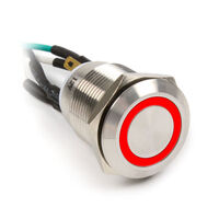 Impactics Vandalism Push Button 19mm, IP67, red LED - silver