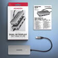 AXAGON HMC-CUB83X2 USB-C Hub, 7-in-1 Docking Station, Dual 4K, 10Gbps - Grey image number null